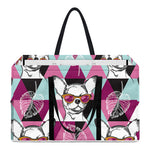 Hipster Chihuahua Pattern Print Utility Tote Bag