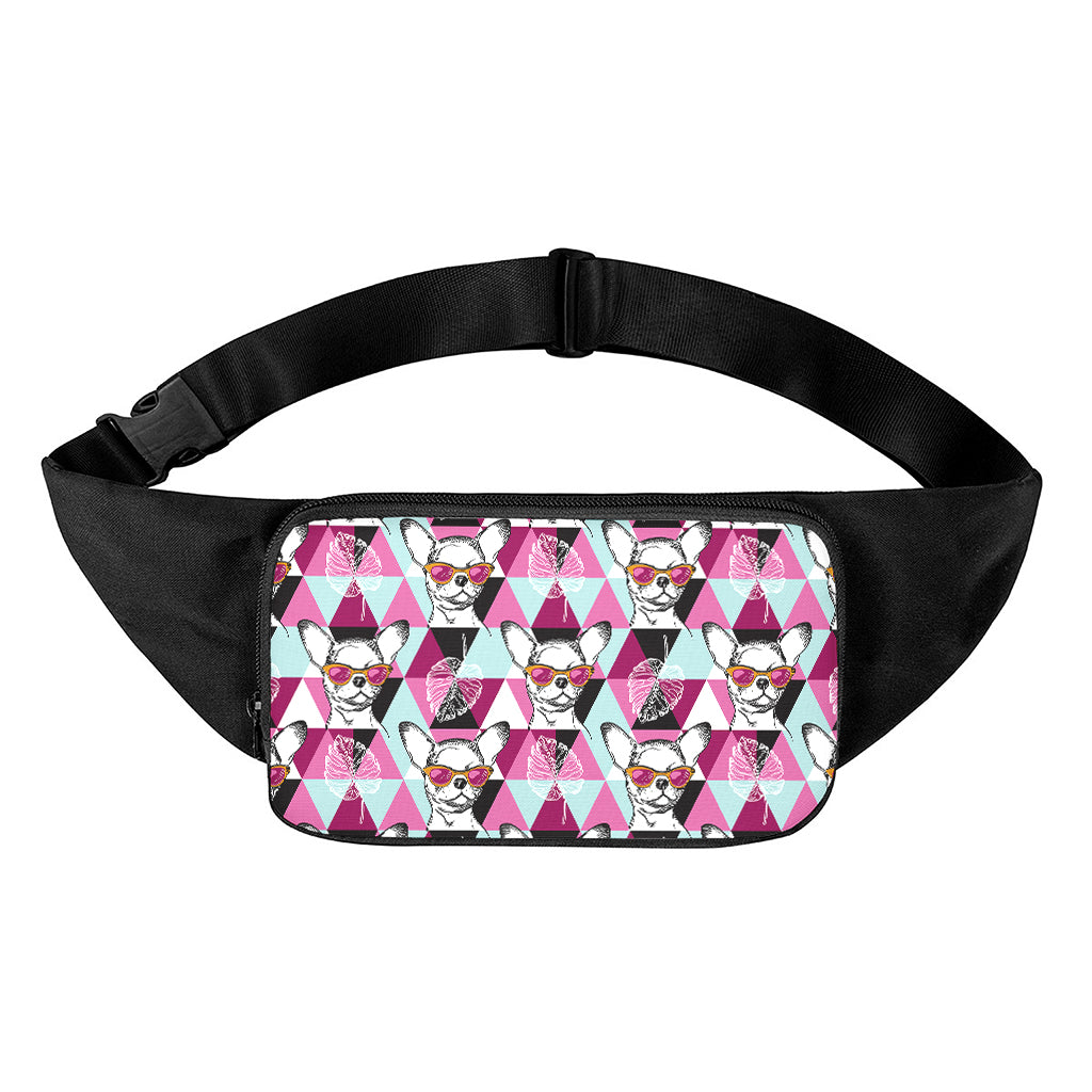 Hipster Chihuahua Pattern Print Waist Bag