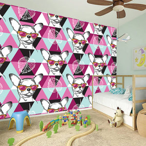 Hipster Chihuahua Pattern Print Wall Sticker