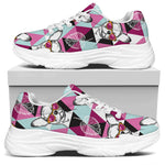 Hipster Chihuahua Pattern Print White Chunky Shoes