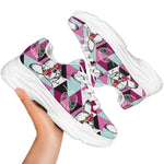 Hipster Chihuahua Pattern Print White Chunky Shoes