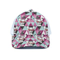 Hipster Chihuahua Pattern Print White Mesh Trucker Hat