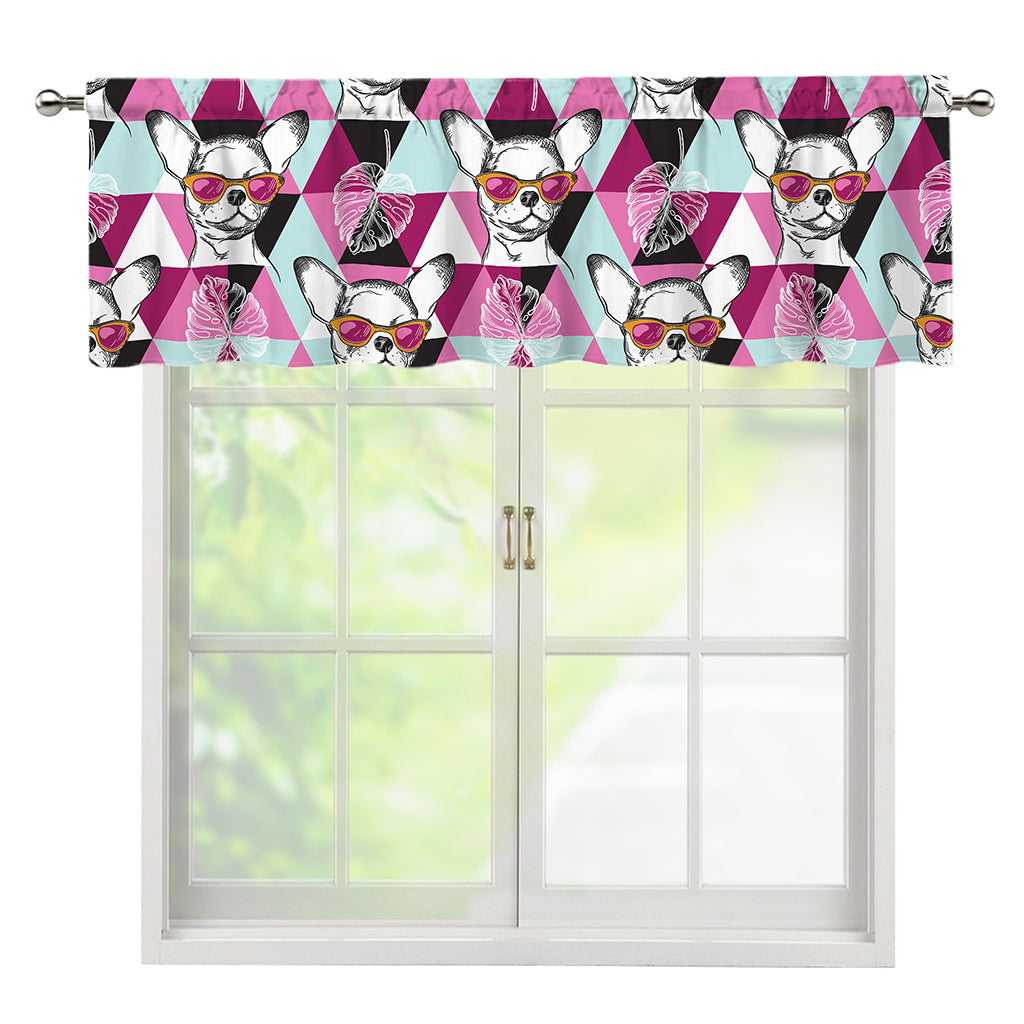 Hipster Chihuahua Pattern Print Window Valance
