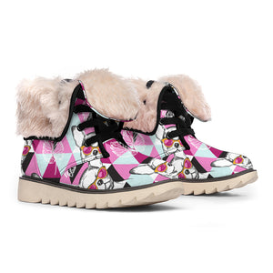 Hipster Chihuahua Pattern Print Winter Boots