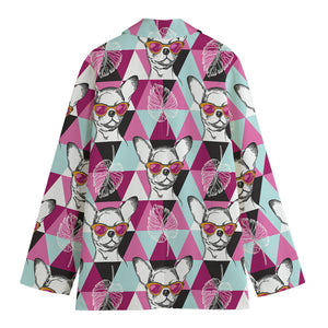 Hipster Chihuahua Pattern Print Women's Blazer