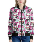 Hipster Chihuahua Pattern Print Women's Bomber Jacket