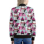 Hipster Chihuahua Pattern Print Women's Bomber Jacket