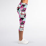 Hipster Chihuahua Pattern Print Women's Capri Leggings