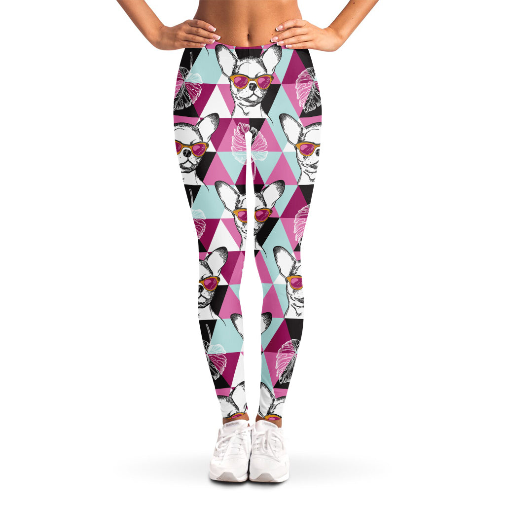 Hipster Chihuahua Pattern Print Women's Leggings