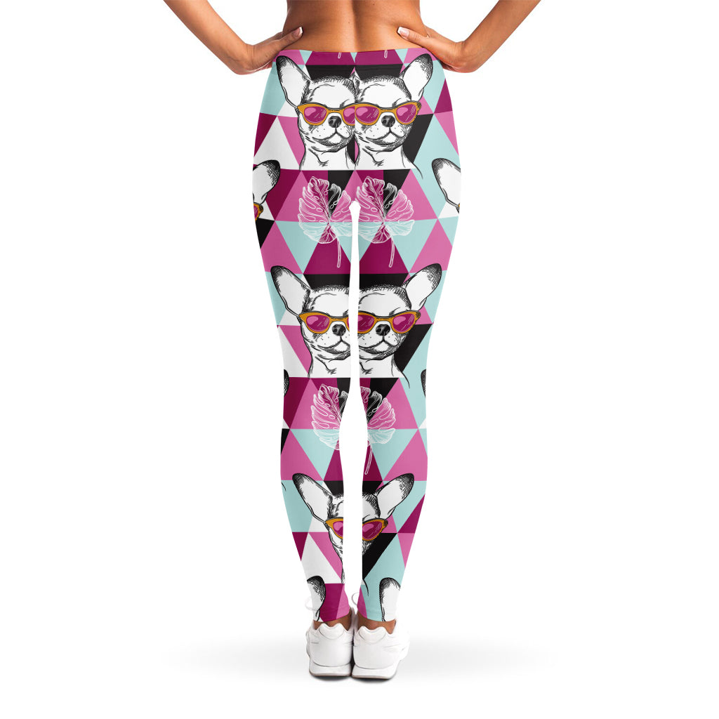 Hipster Chihuahua Pattern Print Women's Leggings