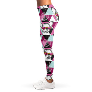 Hipster Chihuahua Pattern Print Women's Leggings