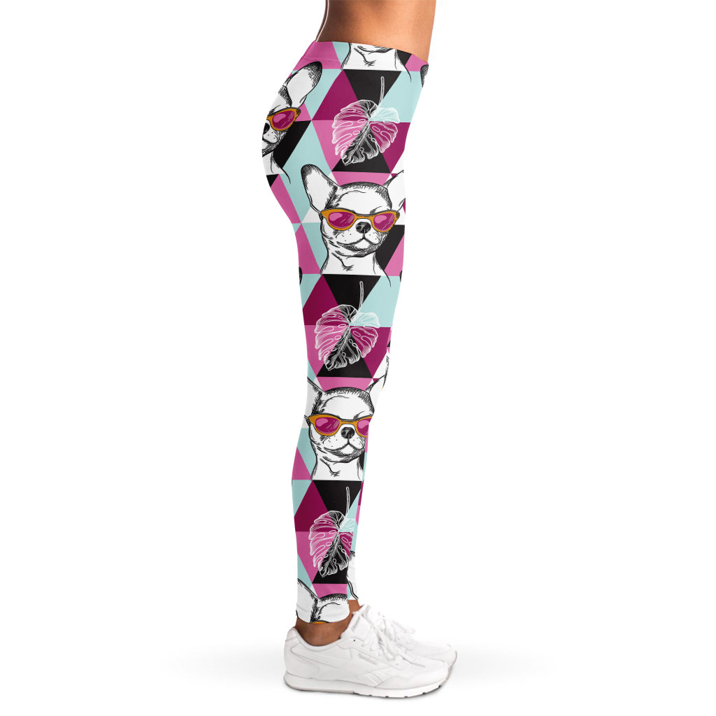 Hipster Chihuahua Pattern Print Women's Leggings