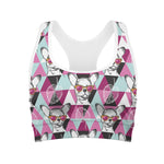 Hipster Chihuahua Pattern Print Women's Sports Bra