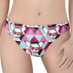 Hipster Chihuahua Pattern Print Women's Thong