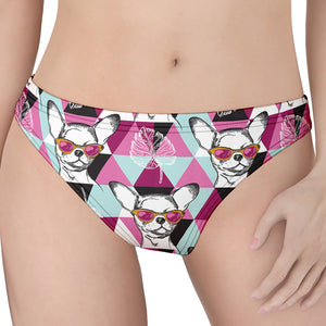 Hipster Chihuahua Pattern Print Women's Thong