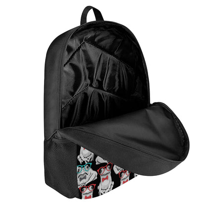 Hipster Frog Pattern Print 17 Inch Backpack