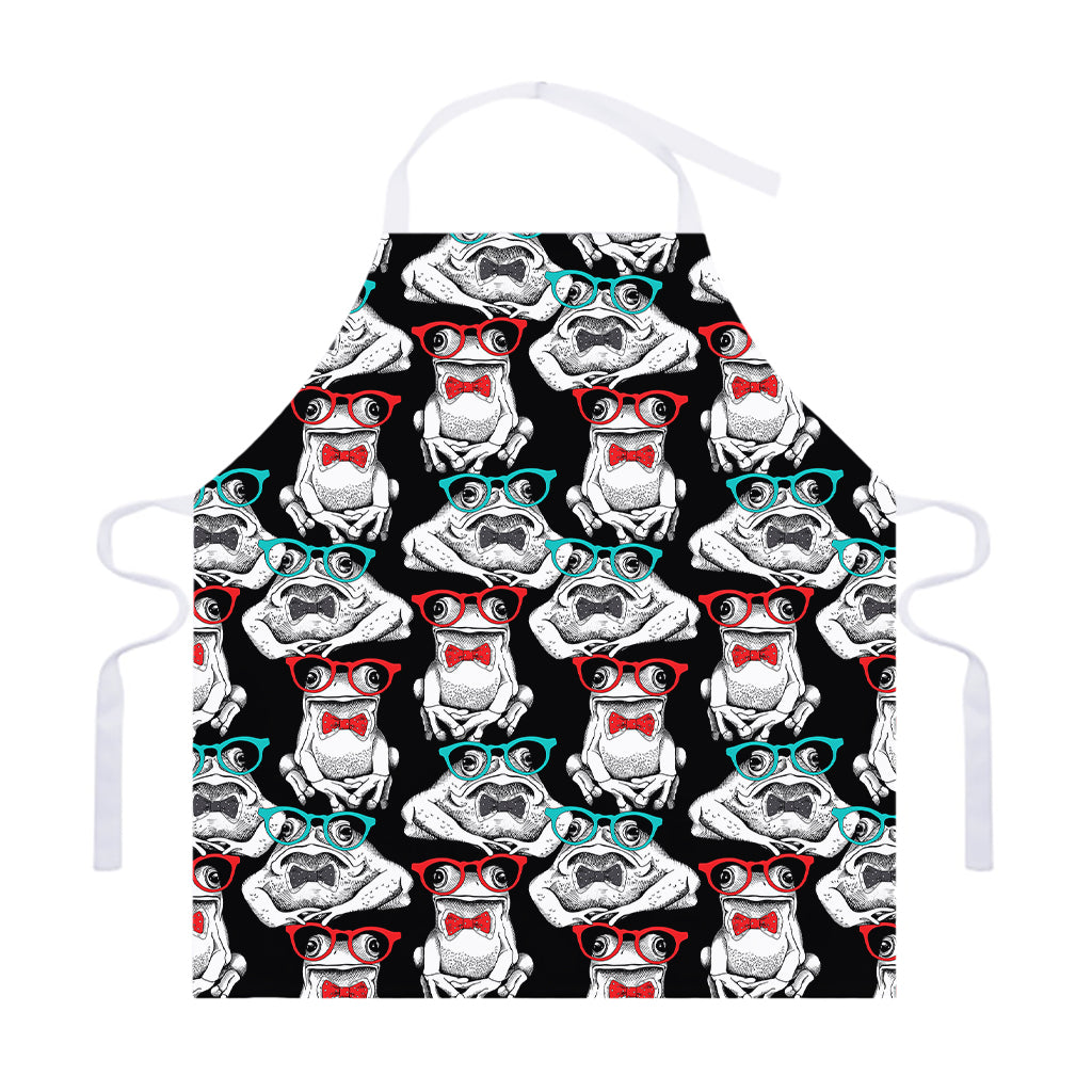 Hipster Frog Pattern Print Adjustable Apron