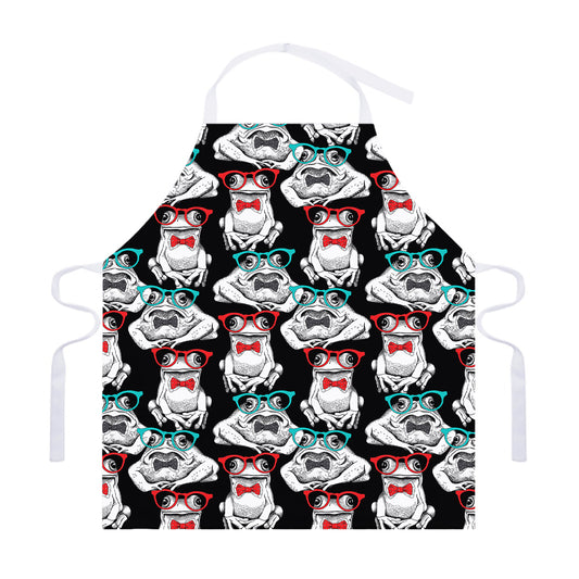 Hipster Frog Pattern Print Adjustable Apron