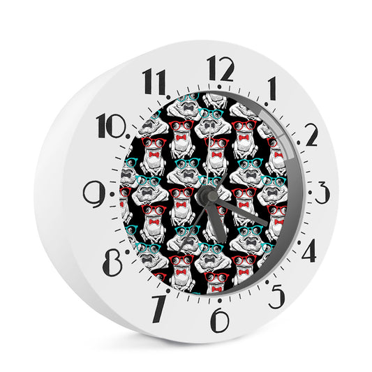 Hipster Frog Pattern Print Alarm Clock