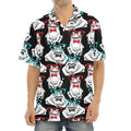 Hipster Frog Pattern Print Aloha Shirt