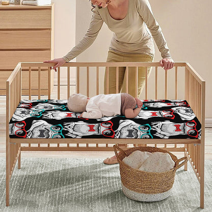 Hipster Frog Pattern Print Baby Crib Sheet