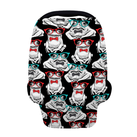 Hipster Frog Pattern Print Baby Seat Cover
