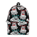 Hipster Frog Pattern Print School Backpack