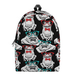 Hipster Frog Pattern Print Backpack