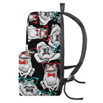 Hipster Frog Pattern Print Backpack