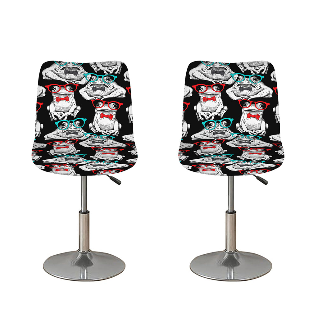 Hipster Frog Pattern Print Bar Stool Covers