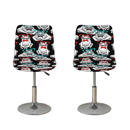 Hipster Frog Pattern Print Bar Stool Covers