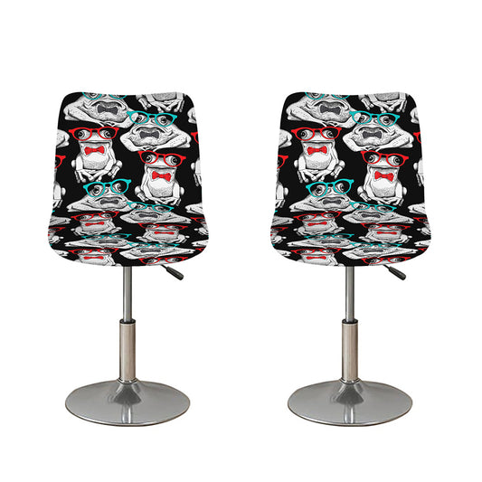 Hipster Frog Pattern Print Bar Stool Covers