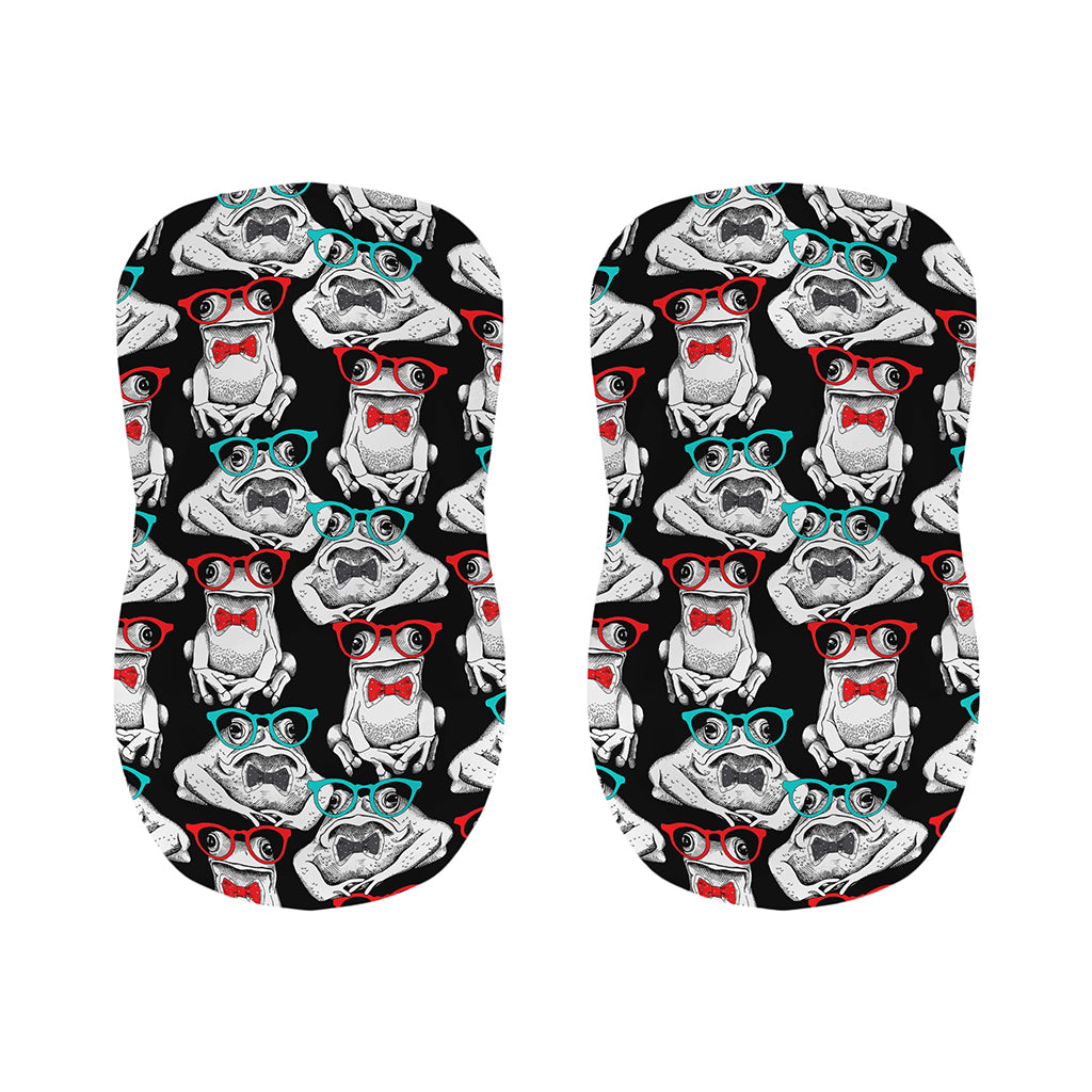 Hipster Frog Pattern Print Bar Stool Covers