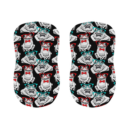 Hipster Frog Pattern Print Bar Stool Covers