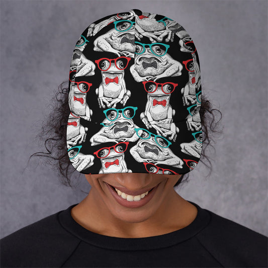 Hipster Frog Pattern Print Baseball Cap