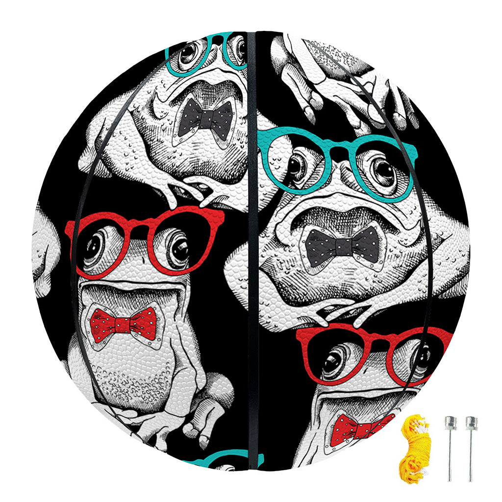 Hipster Frog Pattern Print Basketball