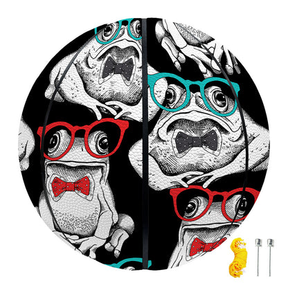 Hipster Frog Pattern Print Basketball