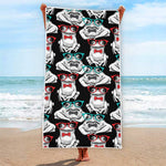 Hipster Frog Pattern Print Beach Towel