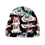Hipster Frog Pattern Print Beanie