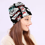 Hipster Frog Pattern Print Beanie