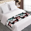 Hipster Frog Pattern Print Bed Runner