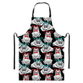 Hipster Frog Pattern Print Bib Apron With Pocket