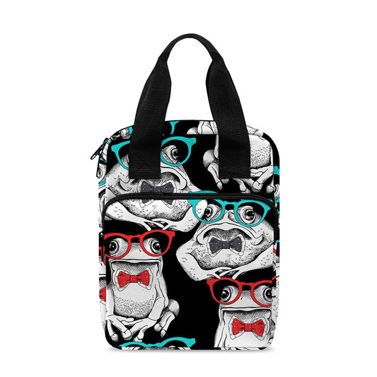 Hipster Frog Pattern Print Bible Tote Bag