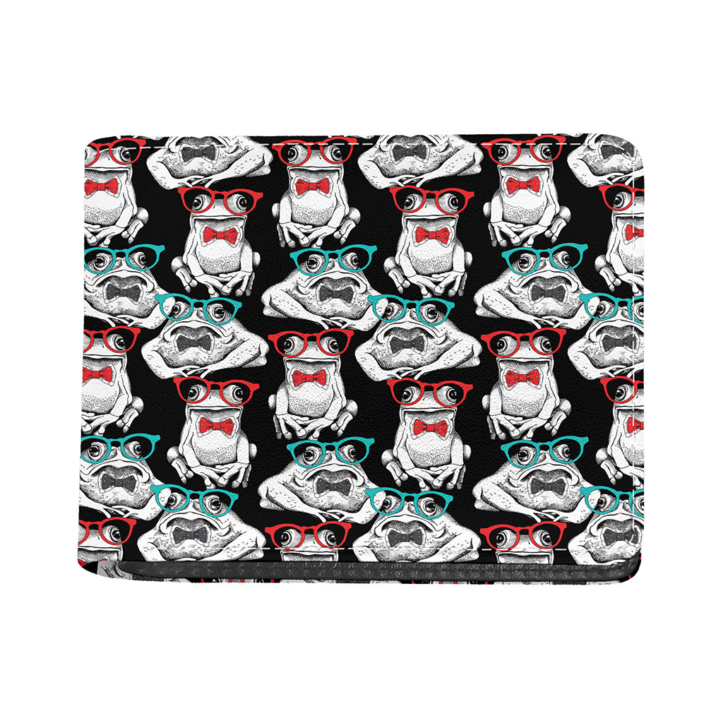 Hipster Frog Pattern Print Bifold Wallet