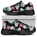 Hipster Frog Pattern Print Black Chunky Shoes