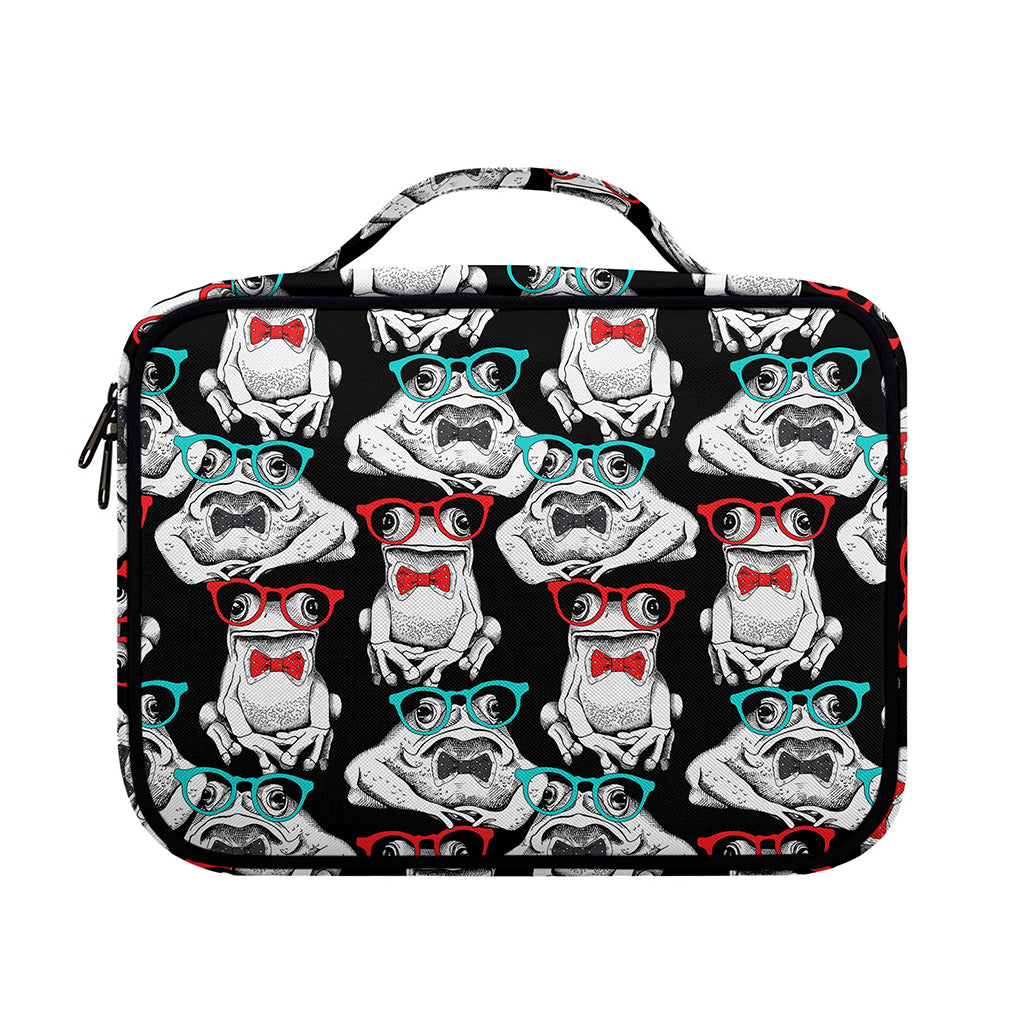 Hipster Frog Pattern Print Briefcase Bible Bag