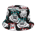 Hipster Frog Pattern Print Bucket Hat