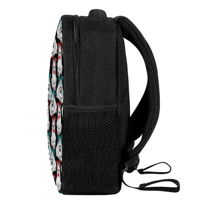 Hipster Frog Pattern Print Casual Backpack