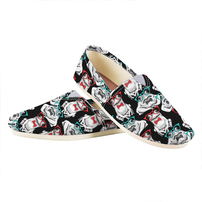 Hipster Frog Pattern Print Casual Shoes