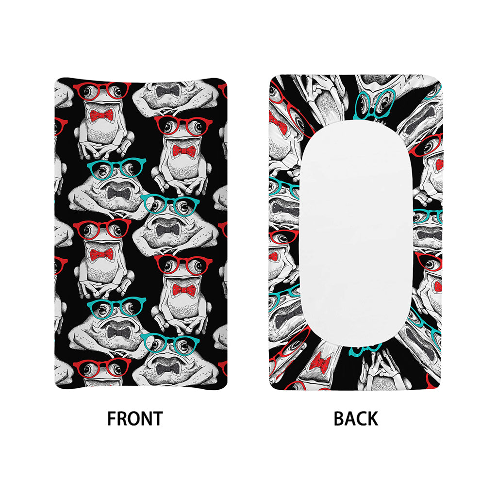 Hipster Frog Pattern Print Changing Pad Cover